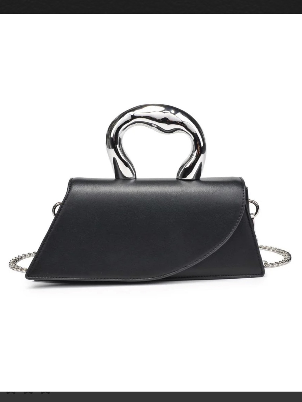 NWT URBAN EXPRESSION Black Vegan Leather Sculpted Top-Handle Bag w/ Chain Strap